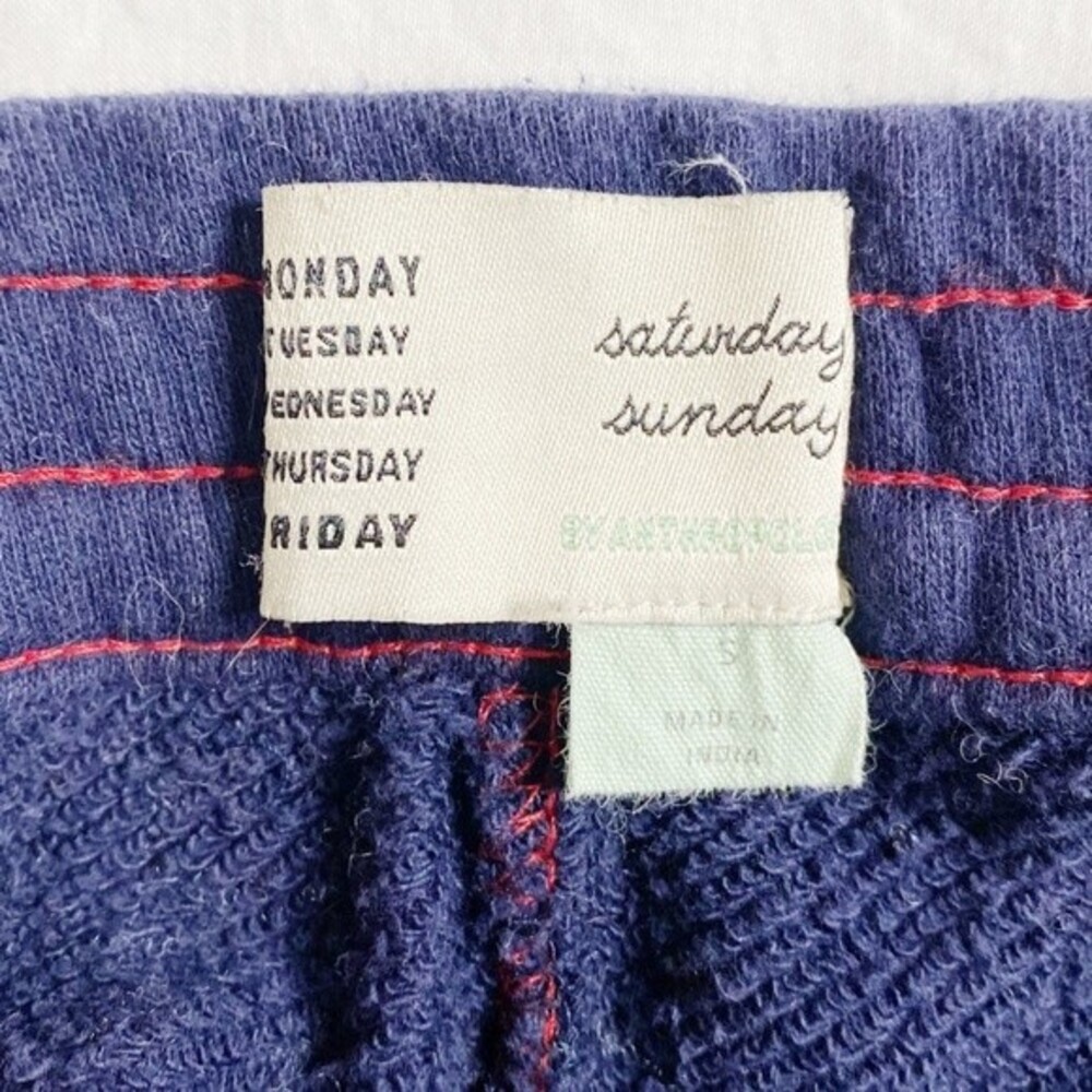 Anthropologie Saturday Sunday Muse Wide-Leg Navy Blue Terry Pants Size Small - Picture 8 of 12